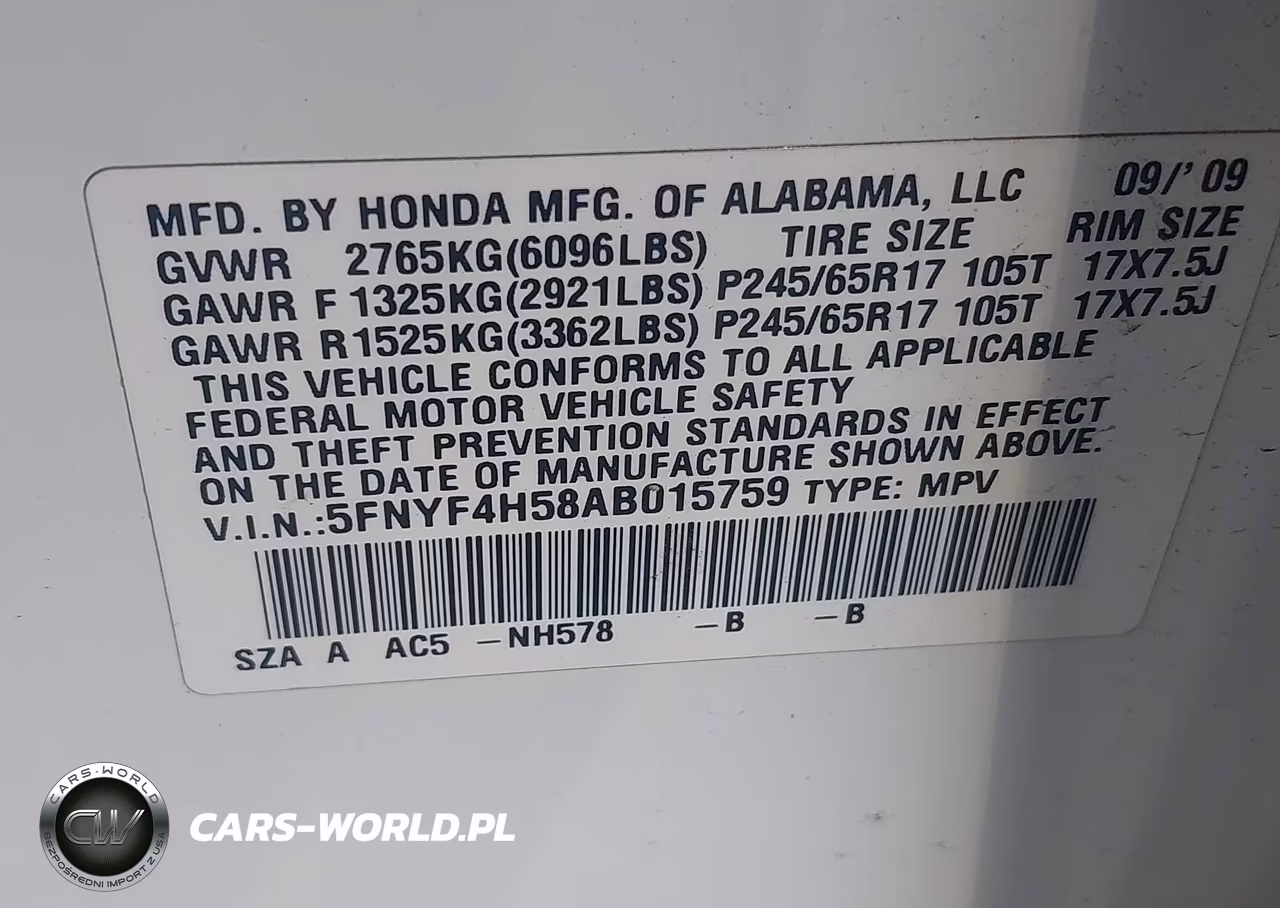2010 Honda Pilot Ex-L VIN:5FNYF4H58AB015759 - 9