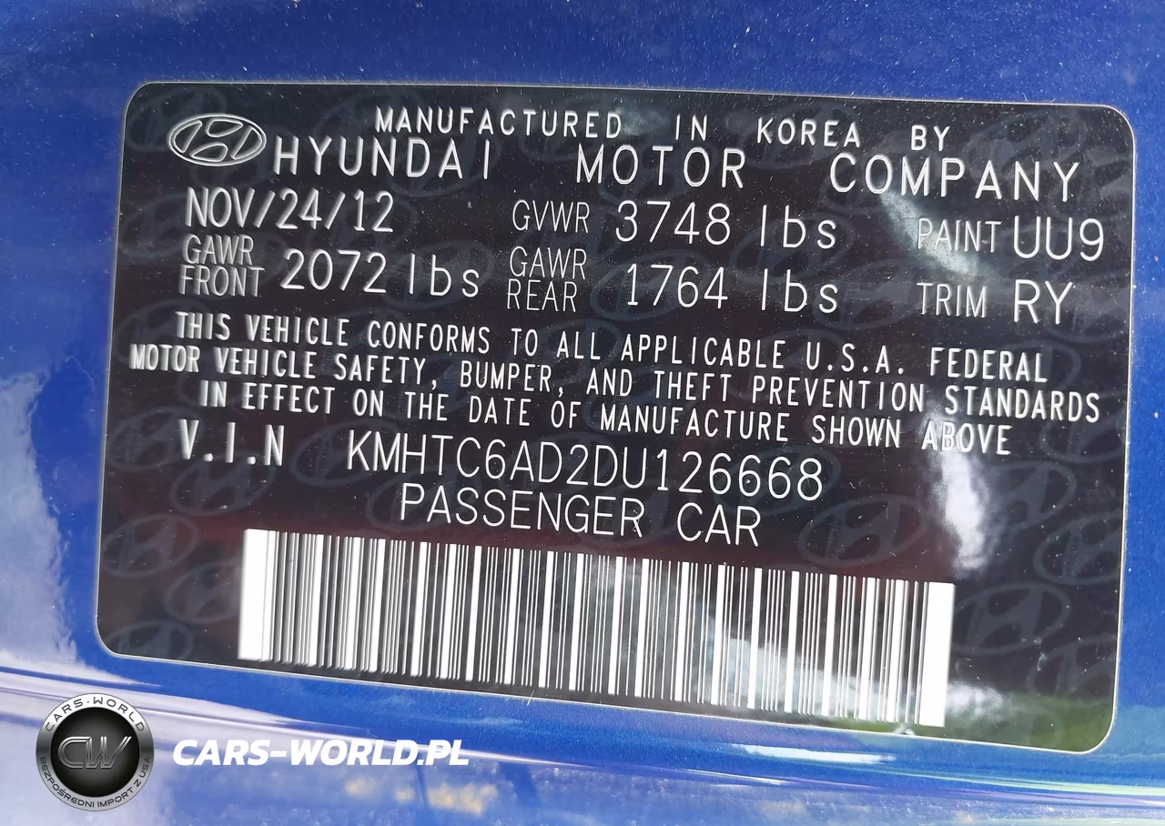 2013 Hyundai Veloster Base W-Black VIN:KMHTC6AD2DU126668 - 9