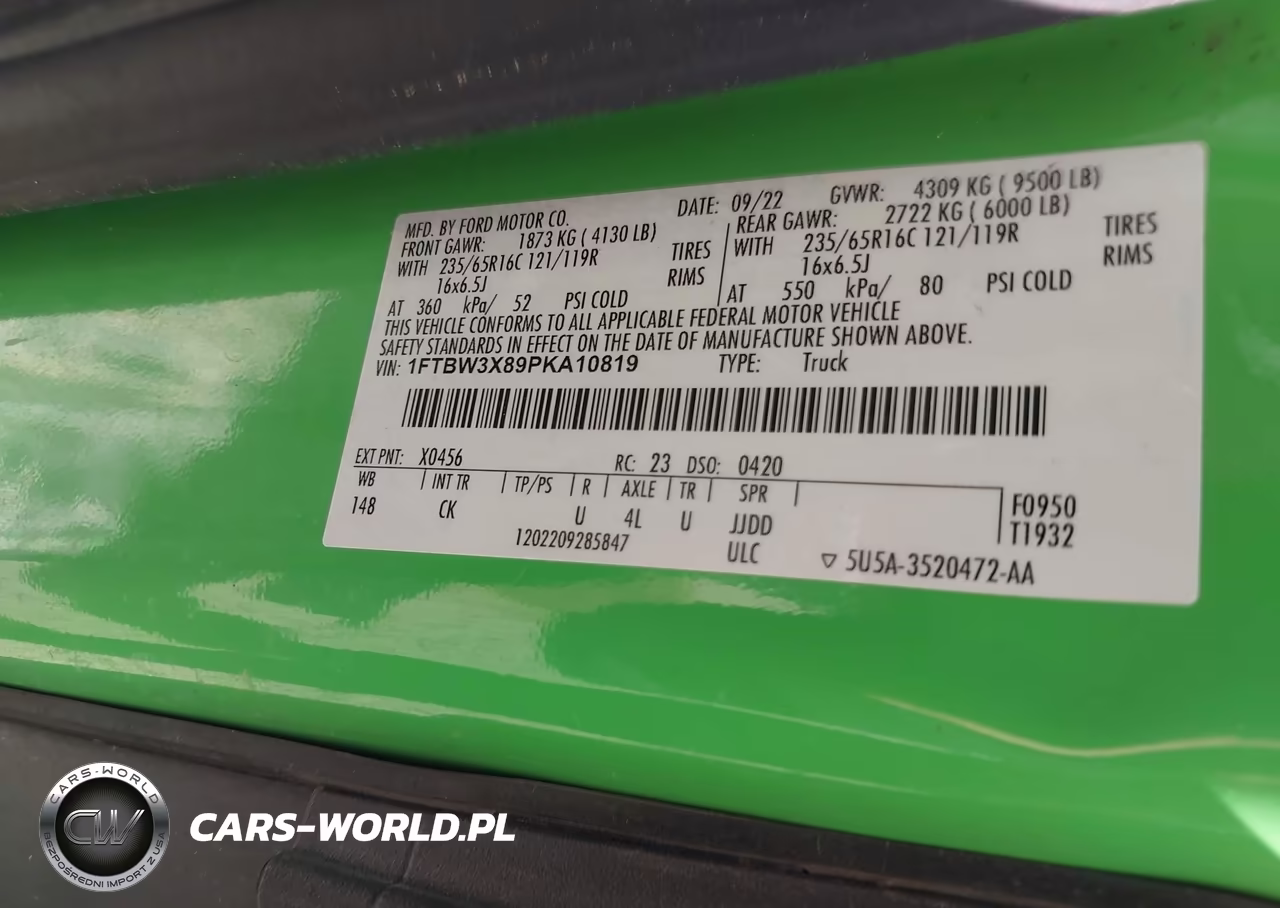 2023 Ford Transit-350 Cargo Van VIN:1FTBW3X89PKA10819 - 9