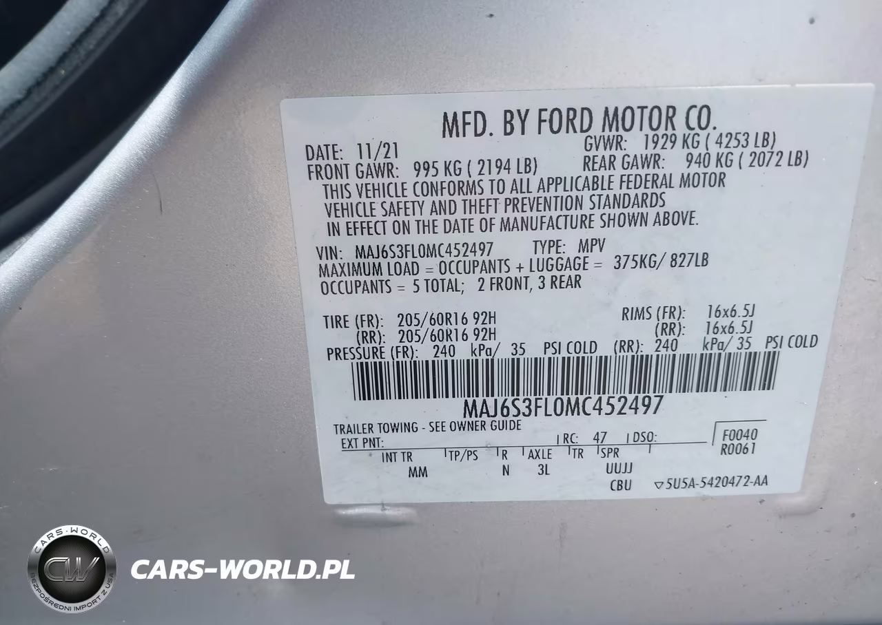 2021 Ford Ecosport S VIN:MAJ6S3FL0MC452497 - 9