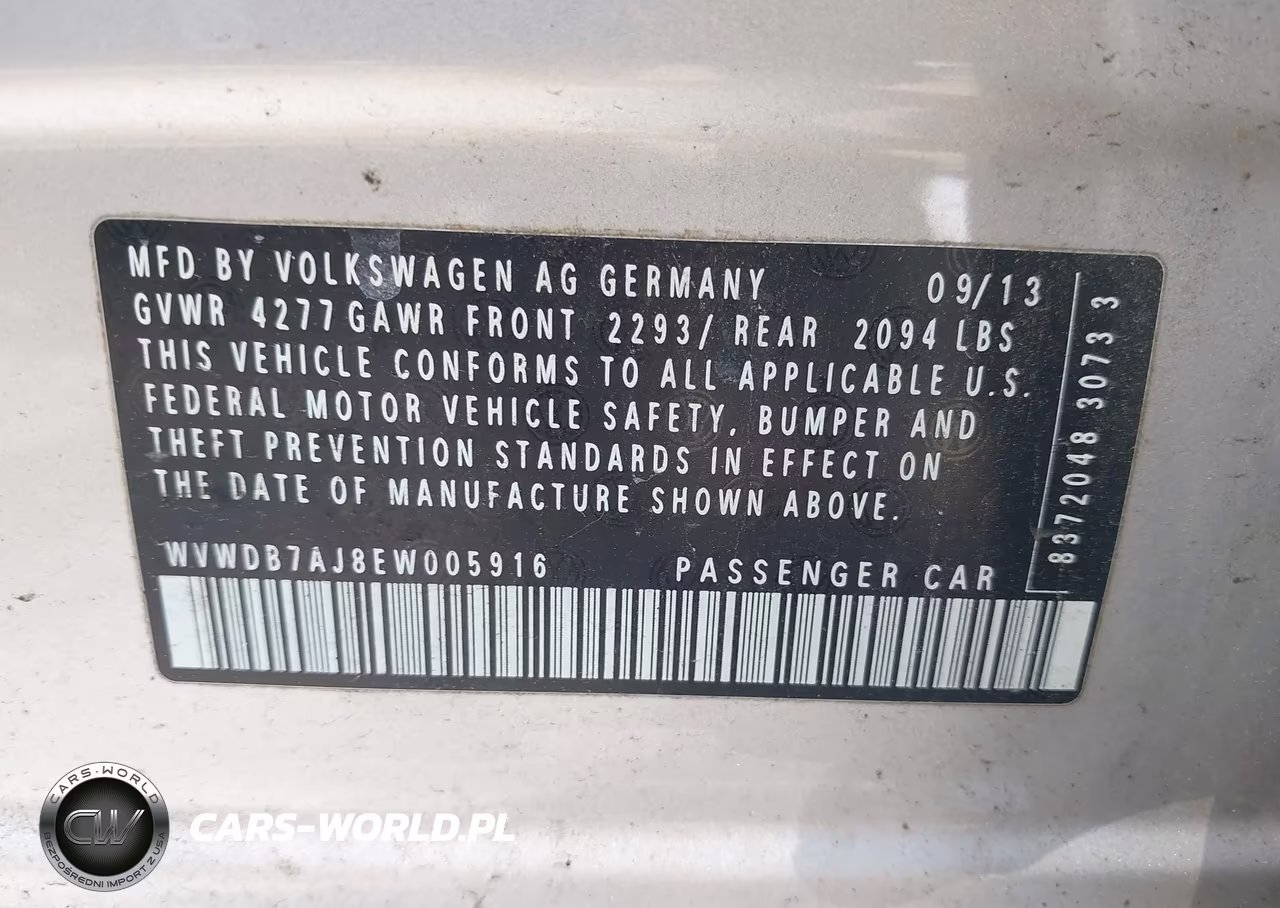 2014 Volkswagen Golf 2.5L VIN:WVWDB7AJ8EW005916 - 9