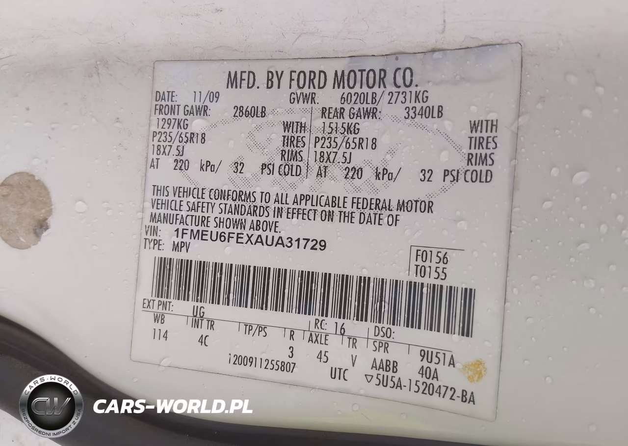 2010 Ford Explorer Limited VIN:1FMEU6FEXAUA31729 - 9