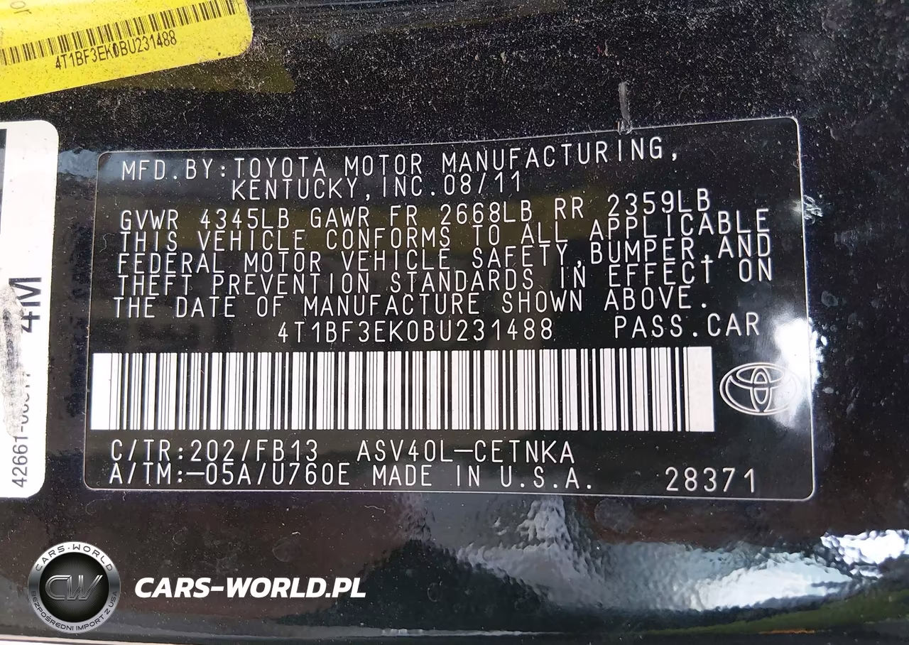 2011 Toyota Camry Le VIN:4T1BF3EK0BU231488 - 9