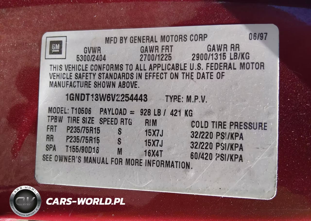 1997 Chevrolet Blazer Lt VIN:1GNDT13W6V2254443 - 9