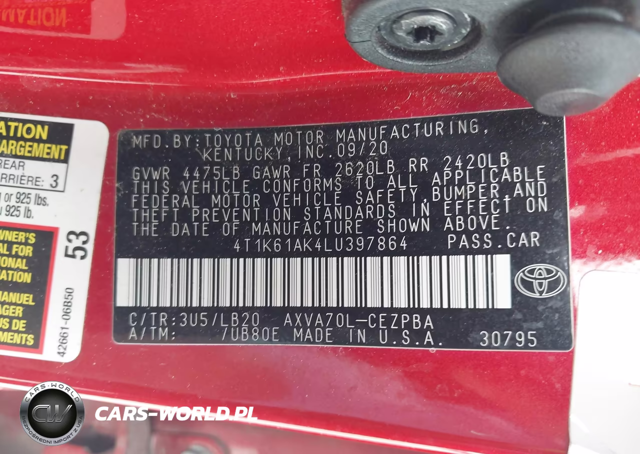 2020 Toyota Camry Xse VIN:4T1K61AK4LU397864 - 9