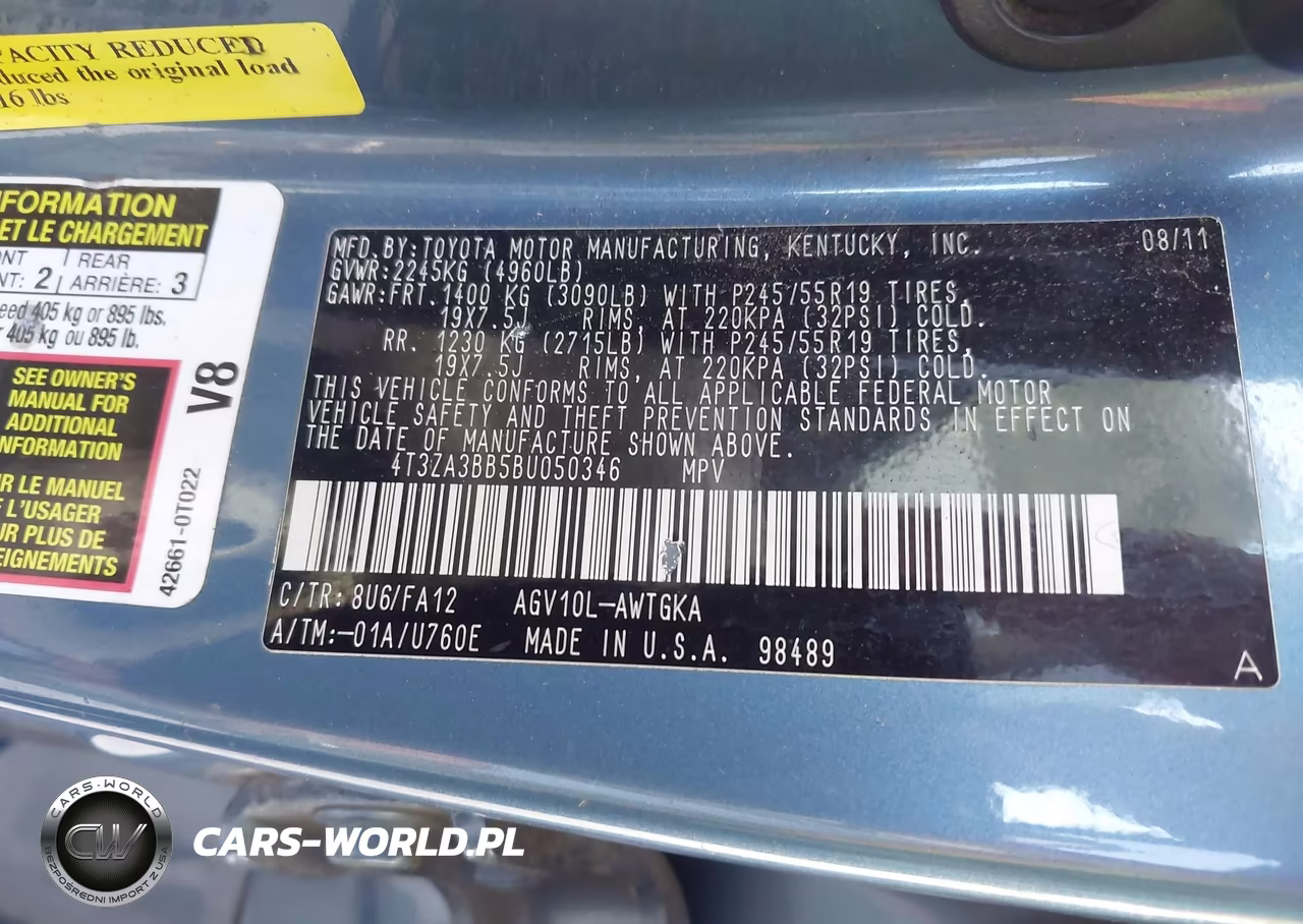 2011 Toyota Venza VIN:4T3ZA3BB5BU050346 - 9