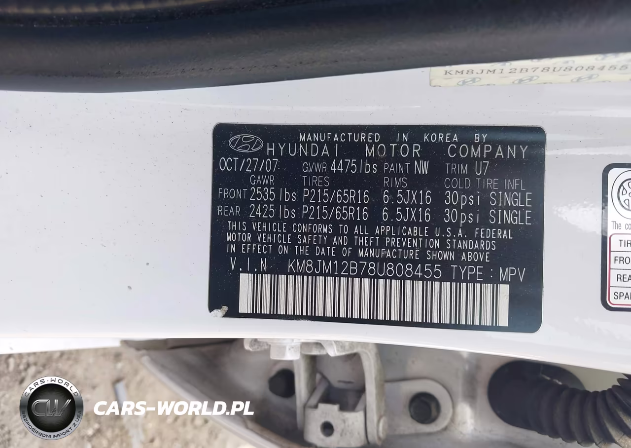 2008 Hyundai Tucson Gls VIN:KM8JM12B78U808455 - 9