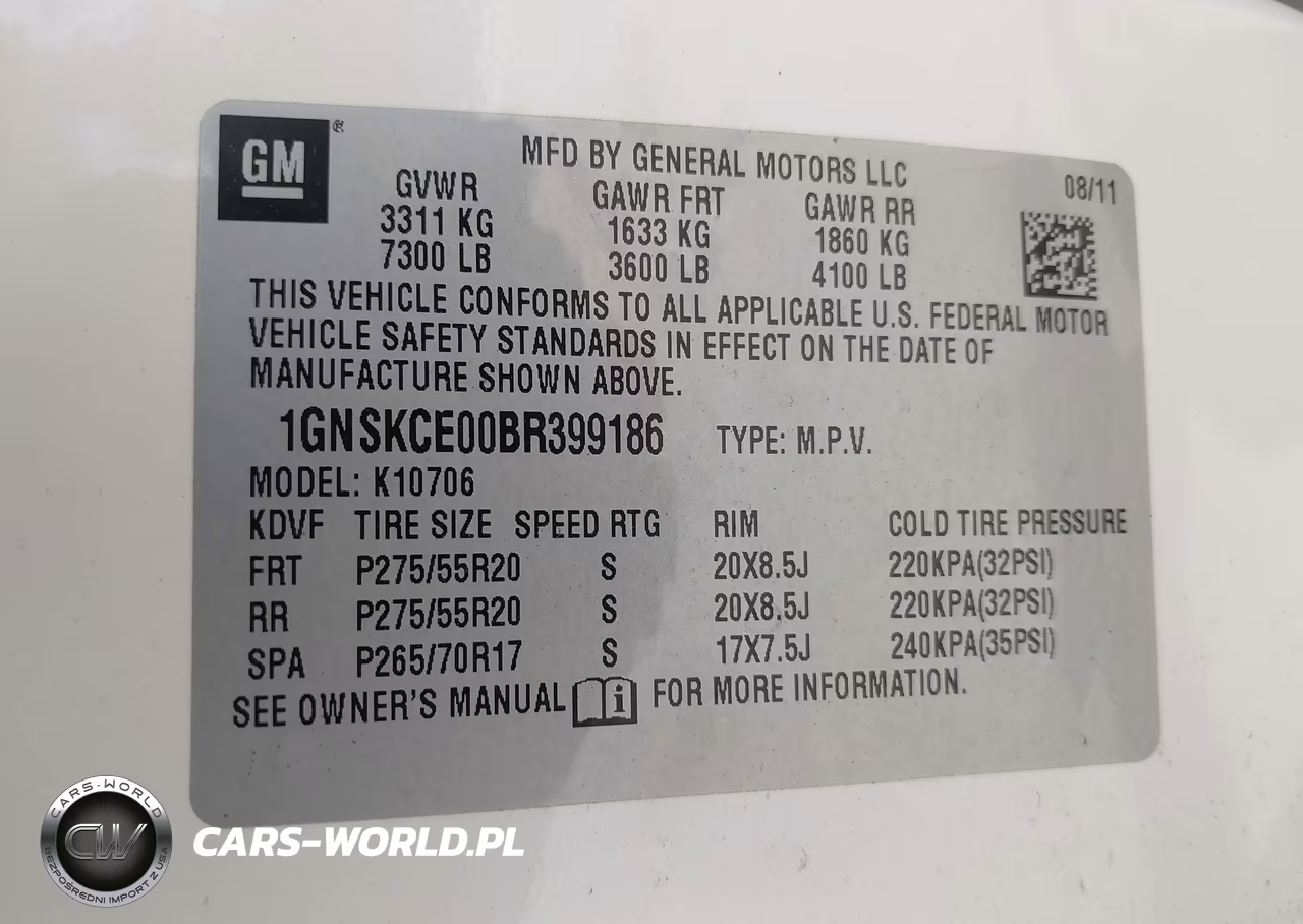 2011 Chevrolet Tahoe Ltz VIN:1GNSKCE00BR399186 - 9