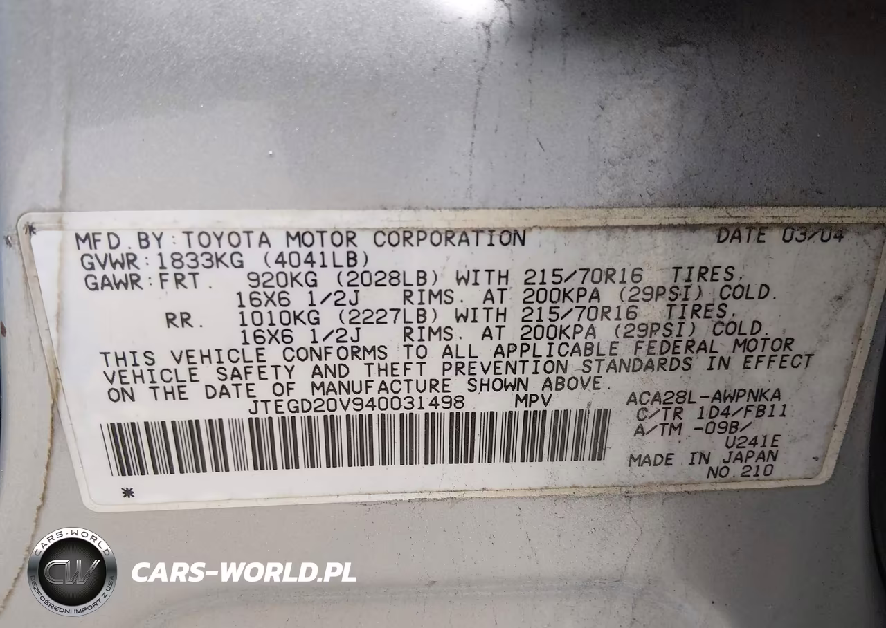 2004 Toyota Rav4 VIN:JTEGD20V940031498 - 9