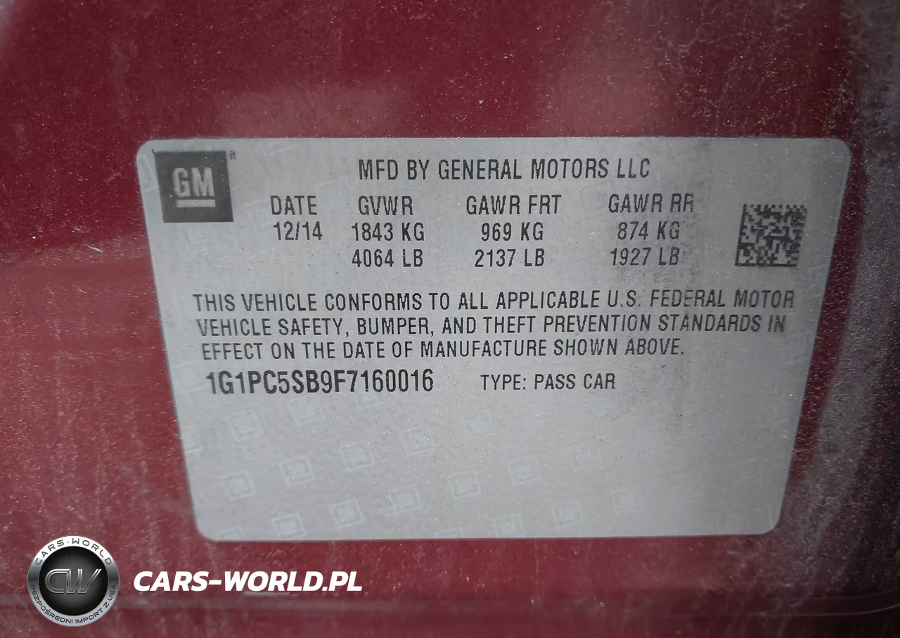2015 Chevrolet Cruze 1Lt Auto VIN:1G1PC5SB9F7160016 - 9
