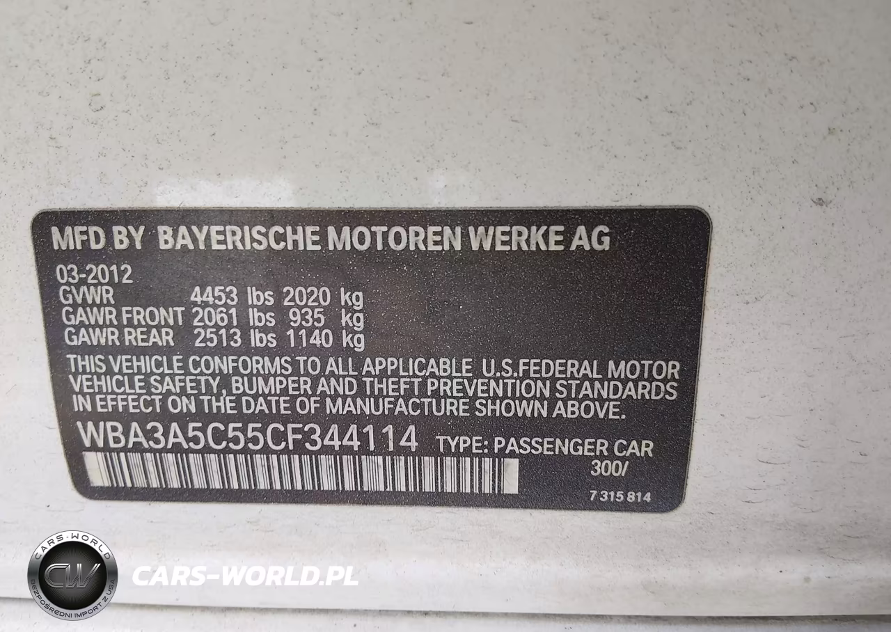 2012 BMW 328I VIN:WBA3A5C55CF344114 - 9