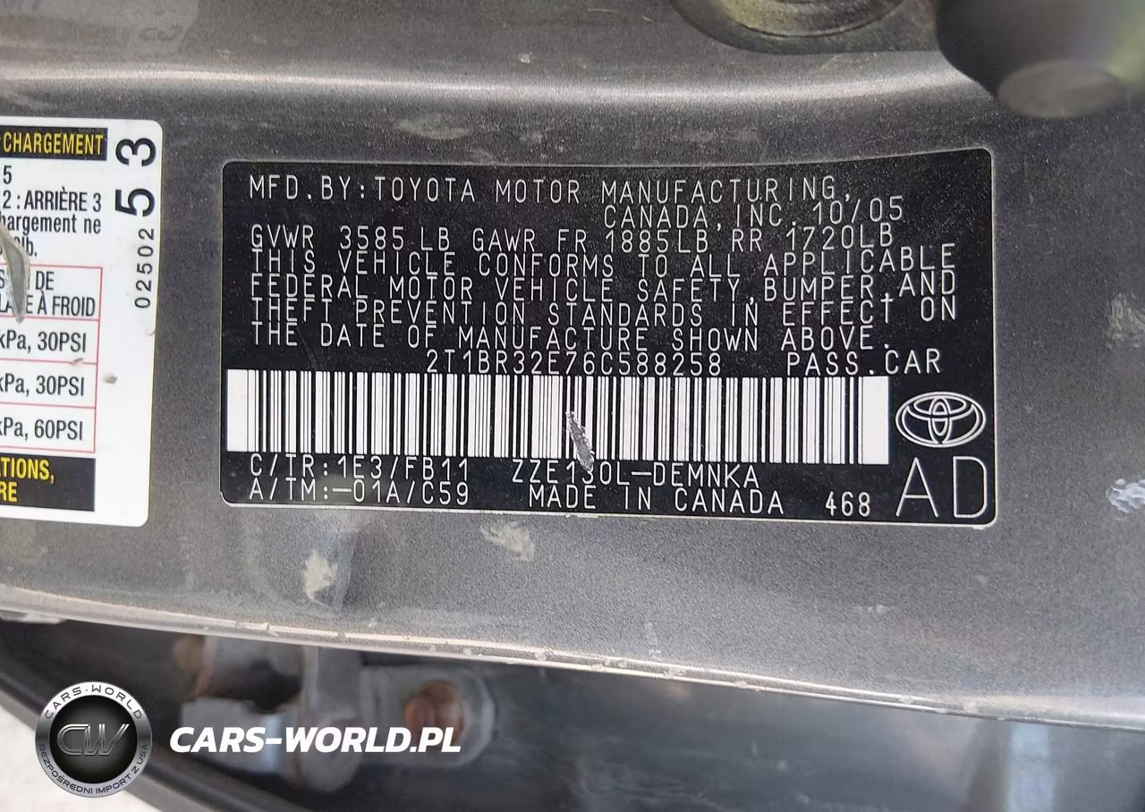 2006 Toyota Corolla Le VIN:2T1BR32E76C588258 - 9