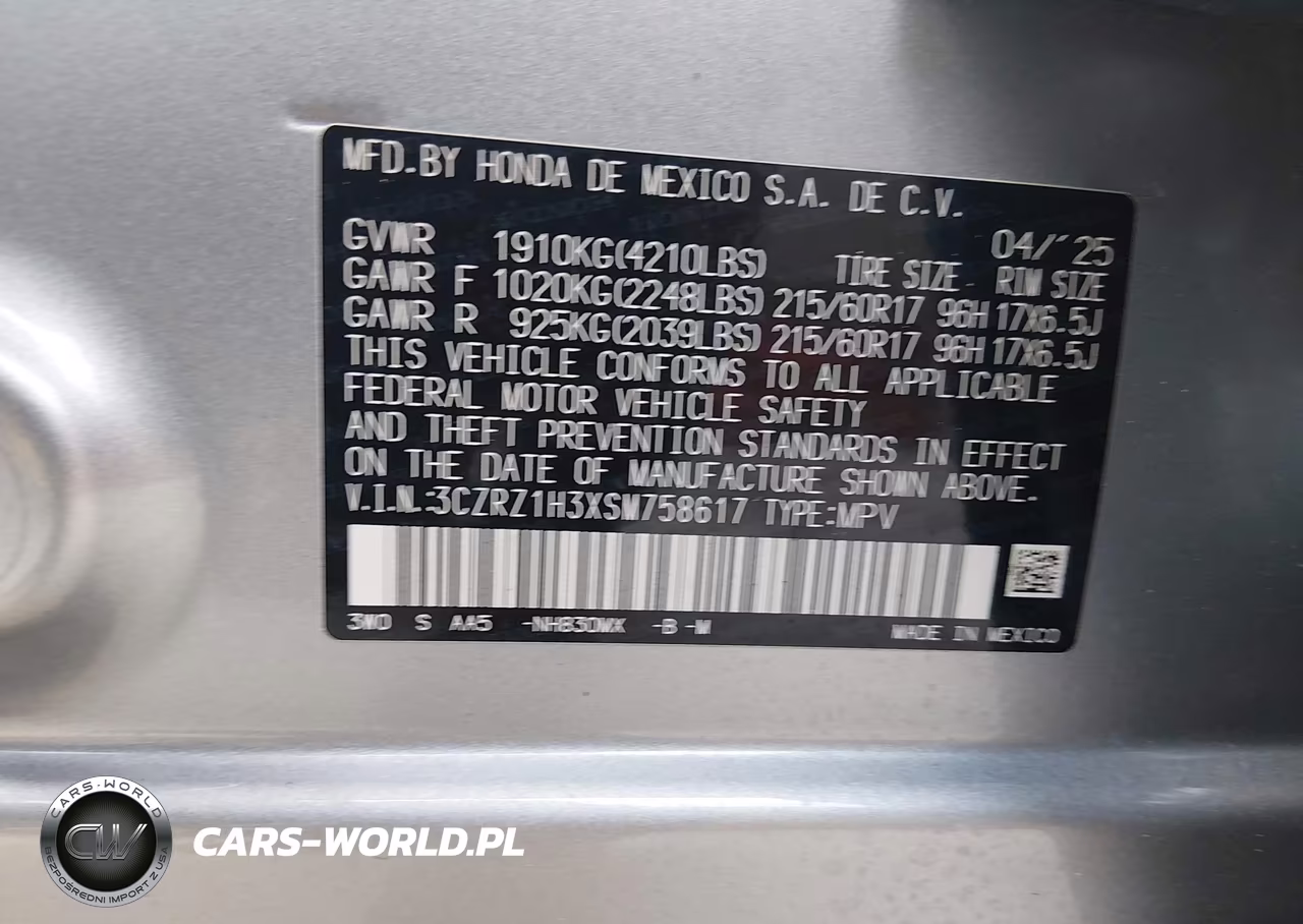 2025 Honda Hr-V 2Wd Lx VIN:3CZRZ1H3XSM758617 - 9