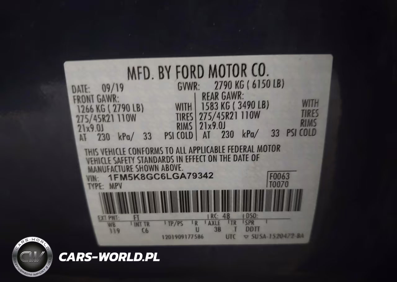 2020 Ford Explorer St VIN:1FM5K8GC6LGA79342 - 9