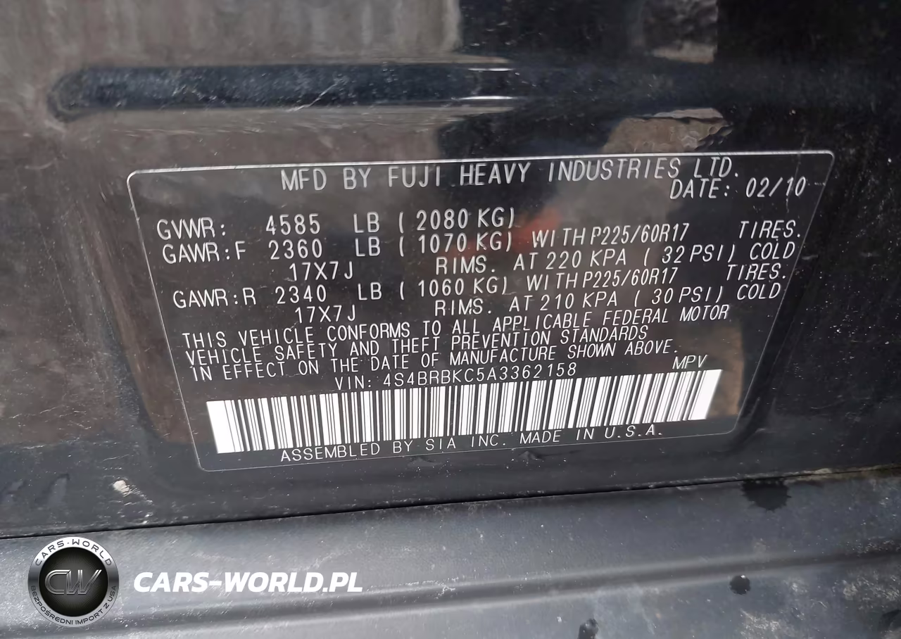 2010 Subaru Outback 2.5I Limited VIN:4S4BRBKC5A3362158 - 9