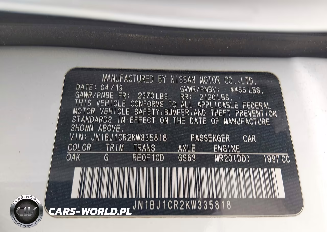 2019 Nissan Rogue Sport S VIN:JN1BJ1CR2KW335818 - 9