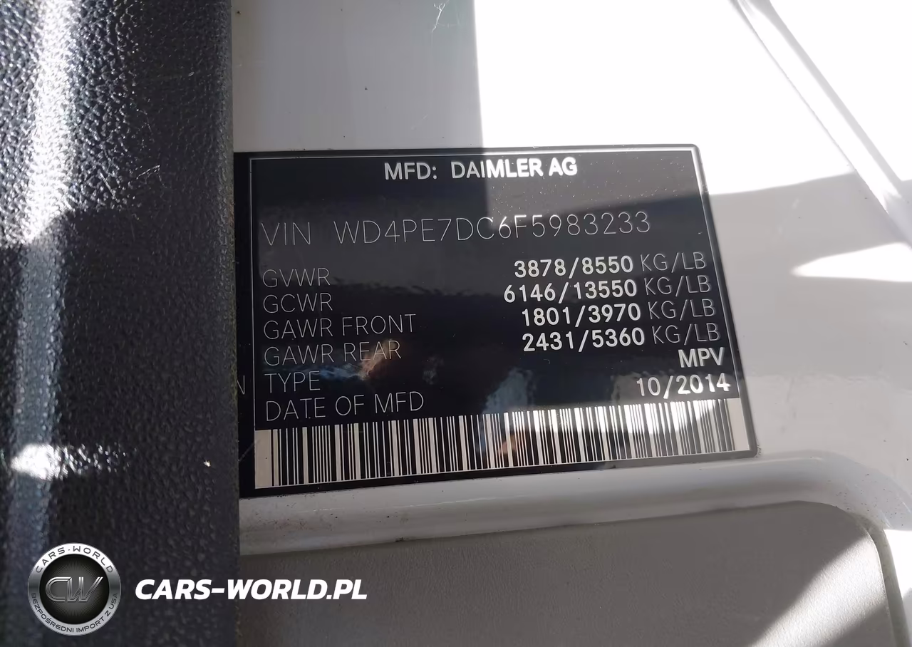 2015 Mercedes-Benz Sprinter 2500 Normal Roof VIN:WD4PE7DC6F5983233 - 9