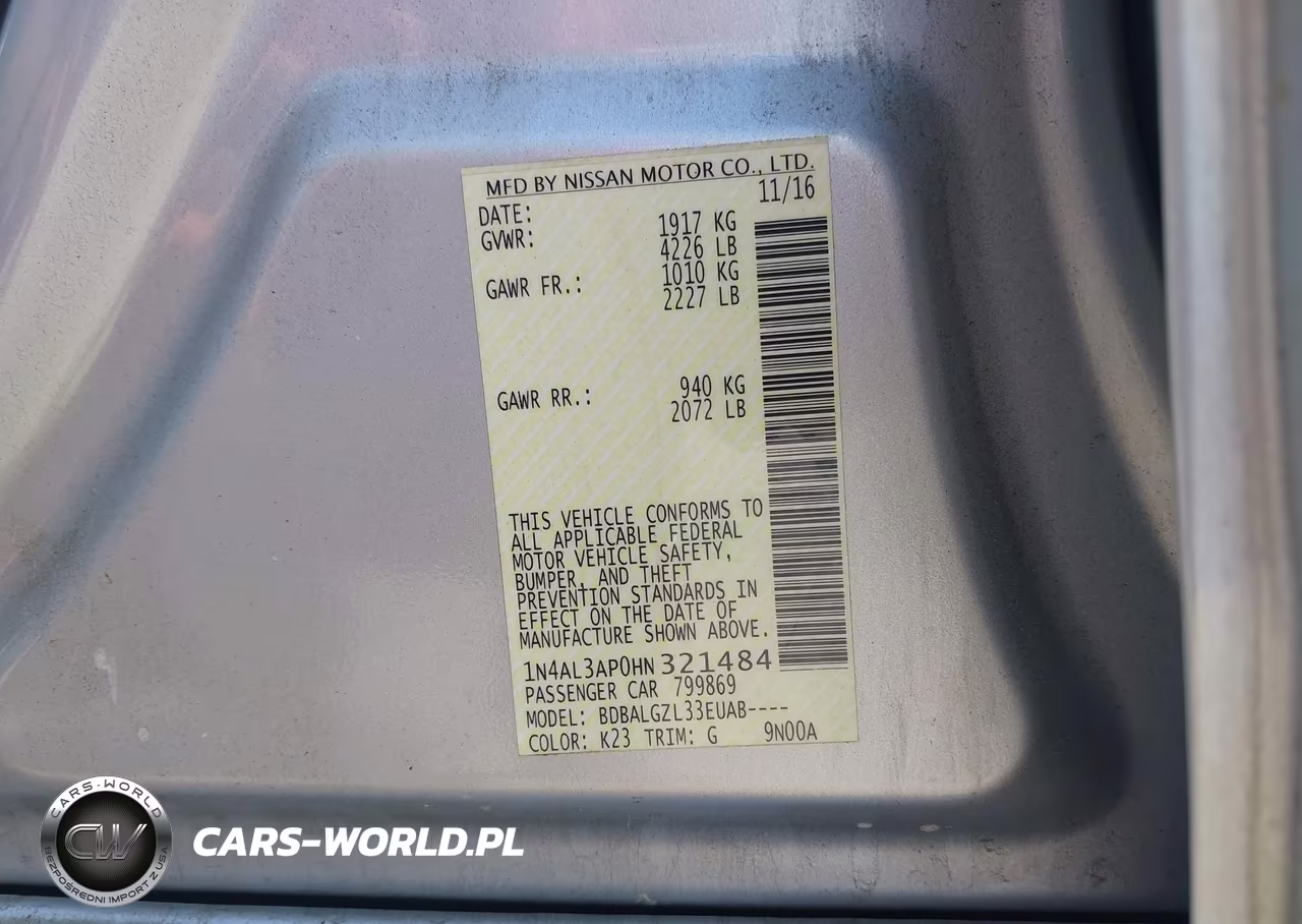 2017 Nissan Altima 2.5 S VIN:1N4AL3AP0HN321484 - 9