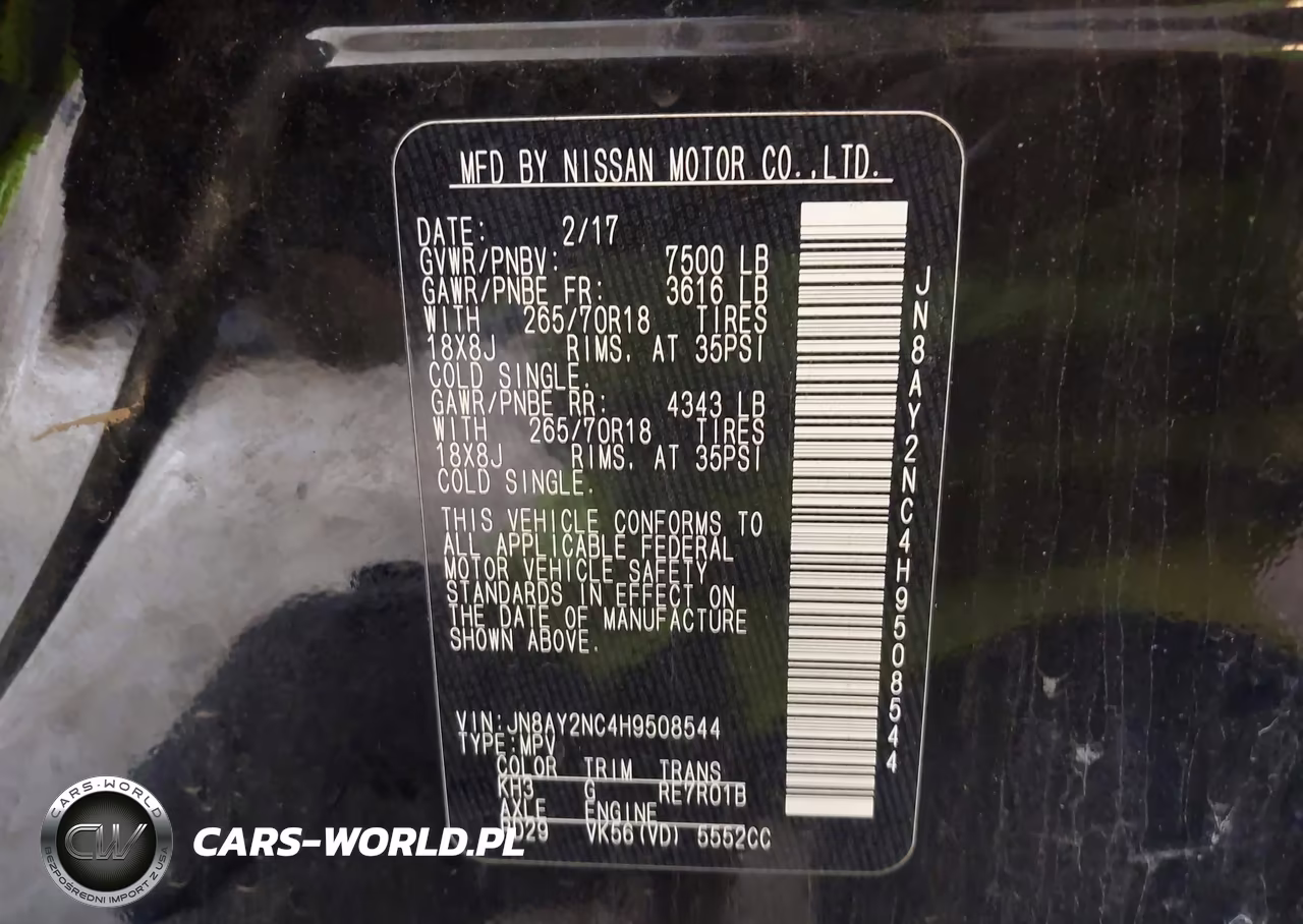 2017 Nissan Armada Sv VIN:JN8AY2NC4H9508544 - 9