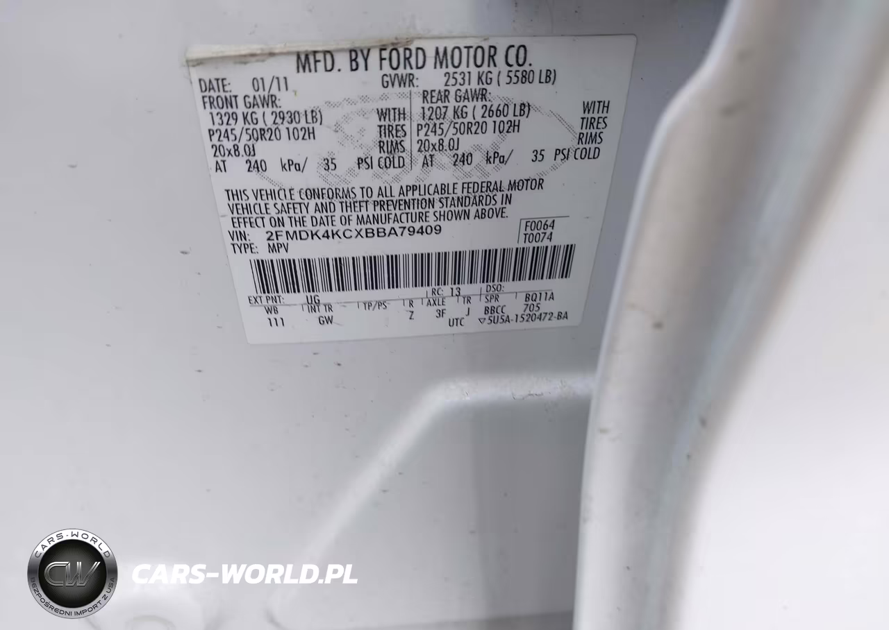 2011 Ford Edge Limited VIN:2FMDK4KCXBBA79409 - 9