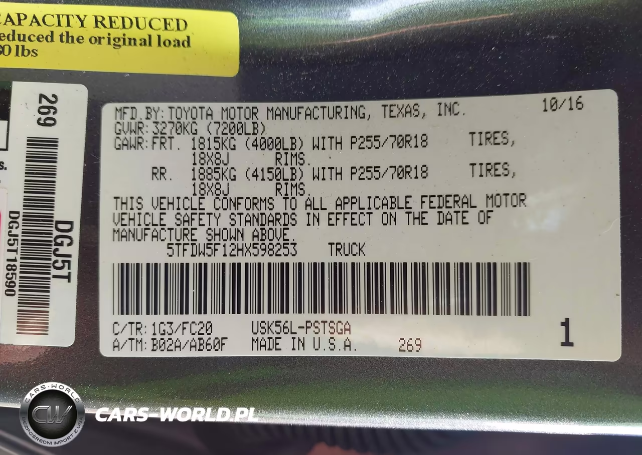 2017 Toyota Tundra Sr5 5.7L V8 VIN:5TFDW5F12HX598253 - 9