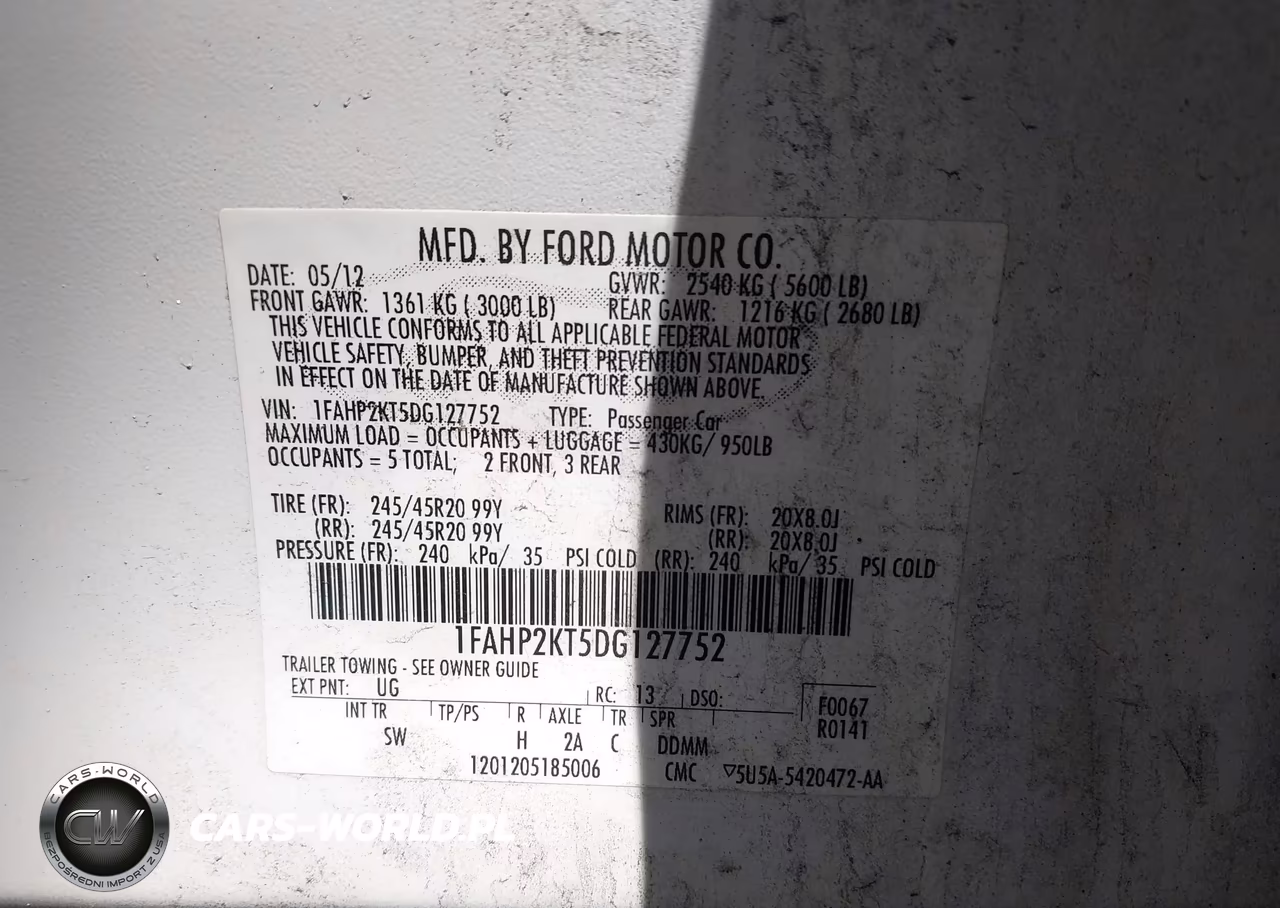 2013 Ford Taurus Sho VIN:1FAHP2KT5DG127752 - 9