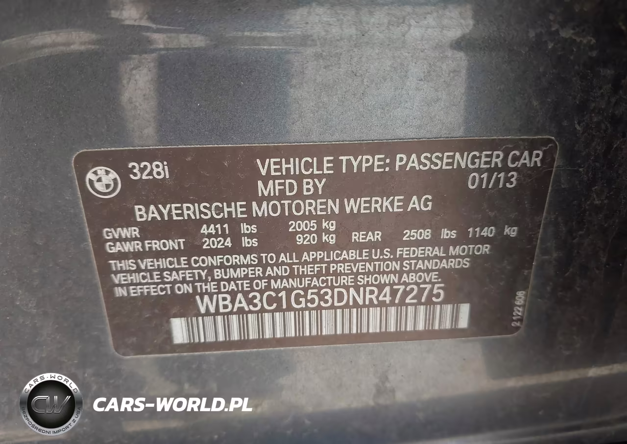 2013 BMW 328I VIN:WBA3C1G53DNR47275 - 9