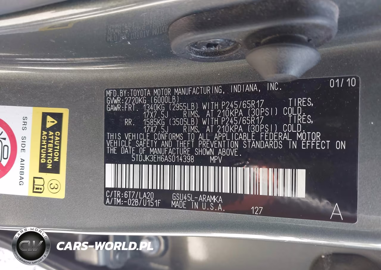 2010 Toyota Highlander Se V6 VIN:5TDJK3EH6AS014398 - 9