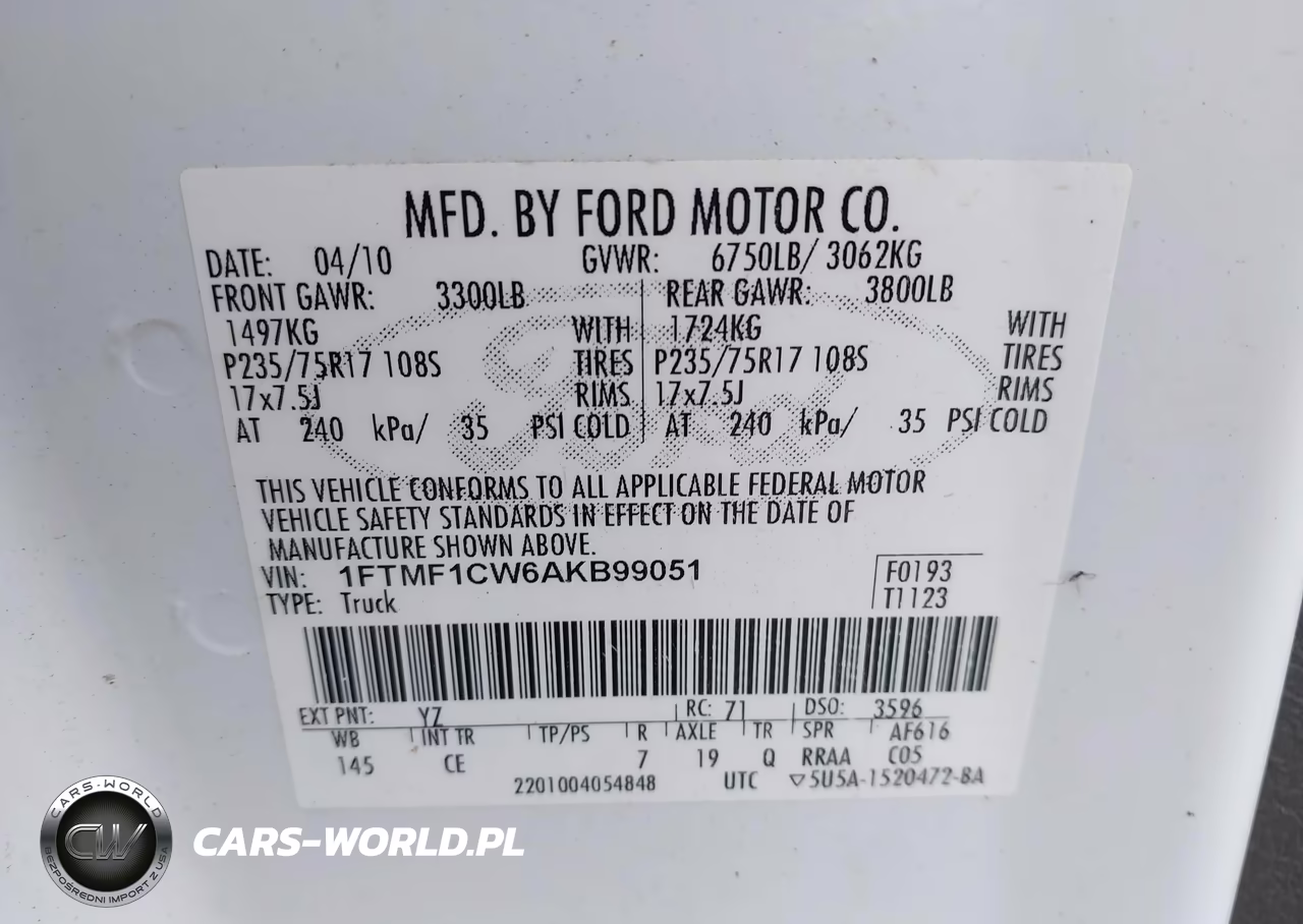 2010 Ford F-150 Stx-Xl-Xl W-Mid-Box Prep-Xlt-Xlt W-Mid-Box Prep VIN:1FTMF1CW6AKB99051 - 9