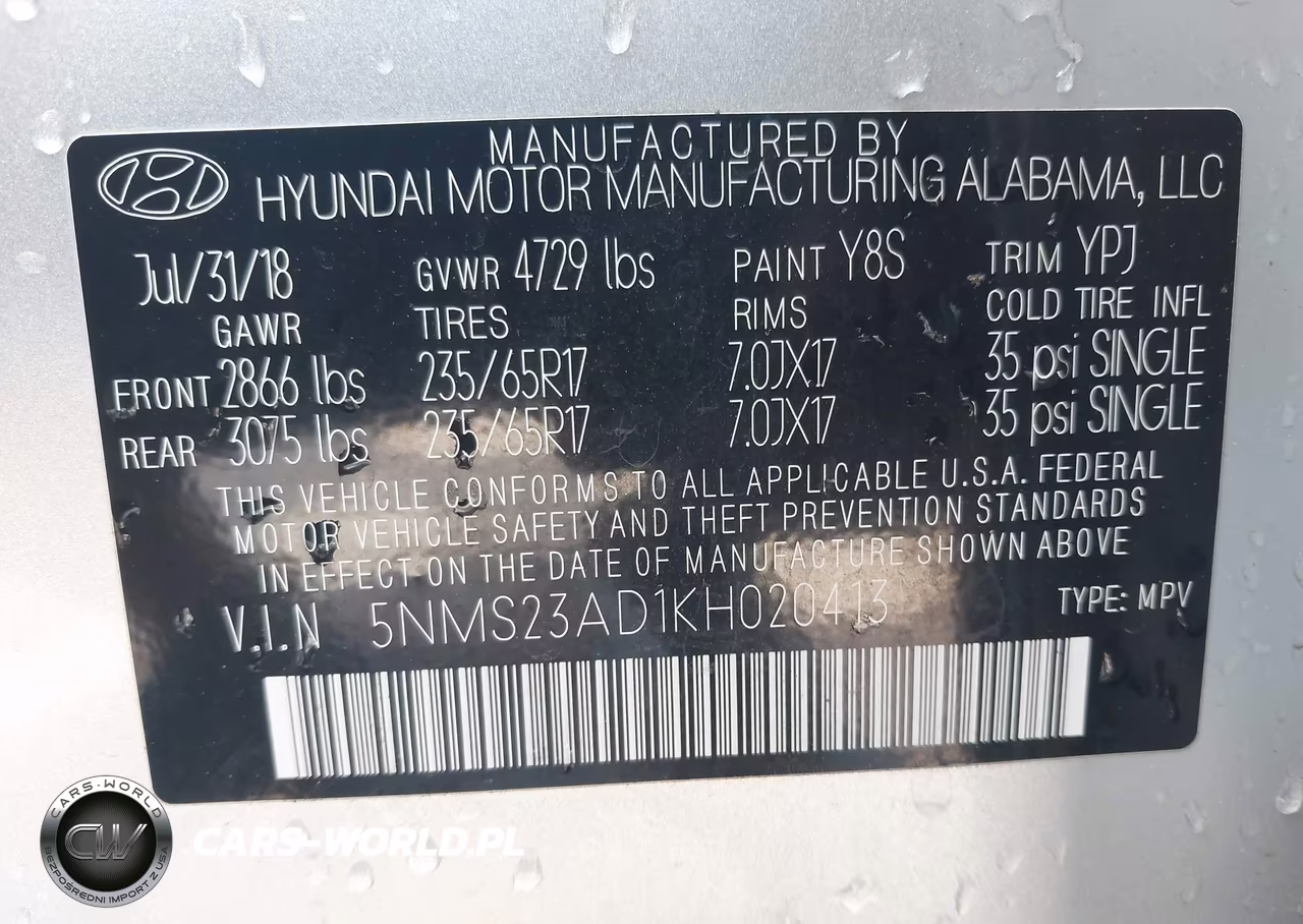 2019 Hyundai Santa Fe Se VIN:5NMS23AD1KH020413 - 9