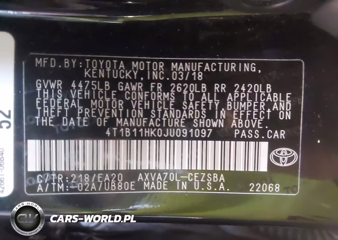 2018 Toyota Camry Se VIN:4T1B11HK0JU091097 - 9