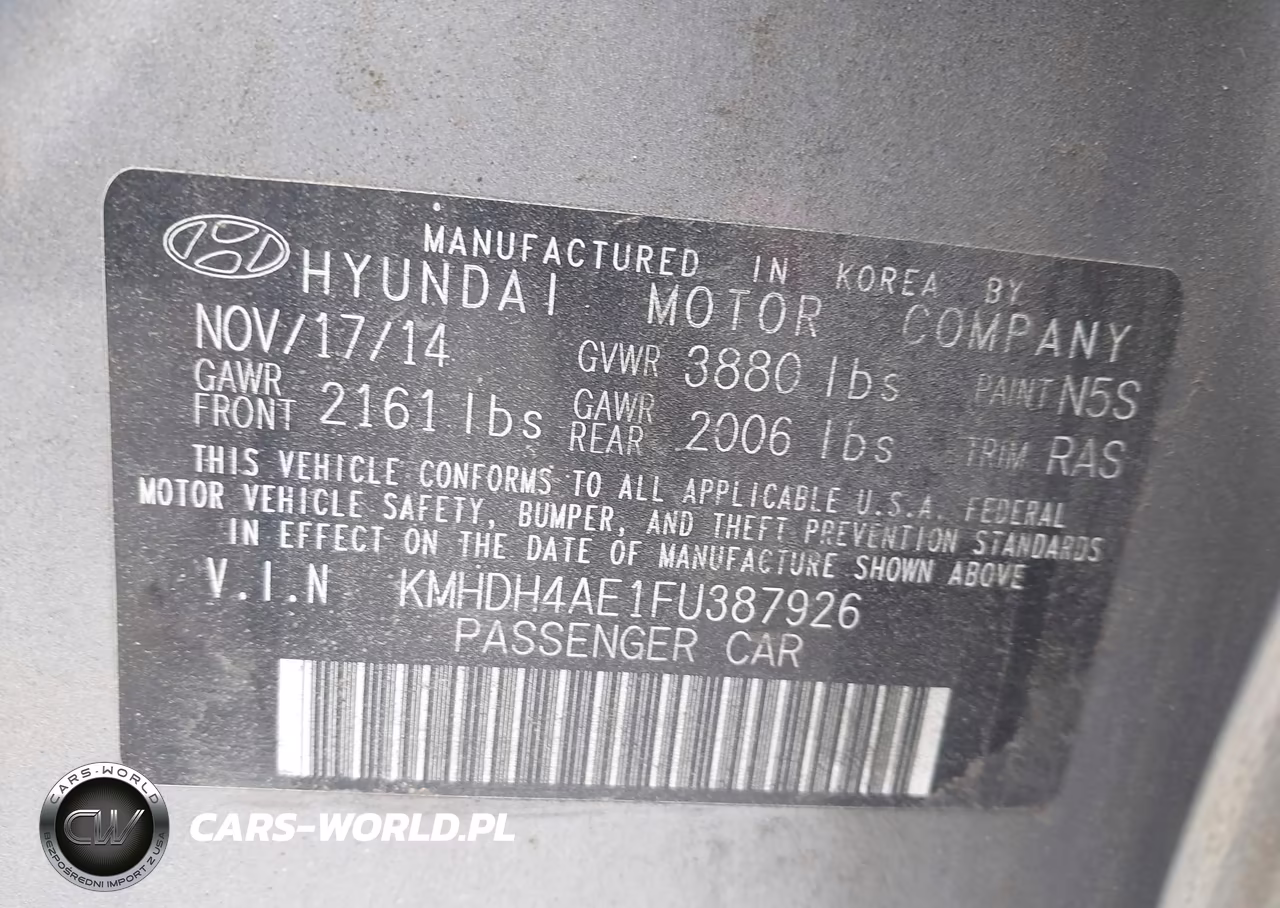 2015 Hyundai Elantra Se VIN:KMHDH4AE1FU387926 - 9
