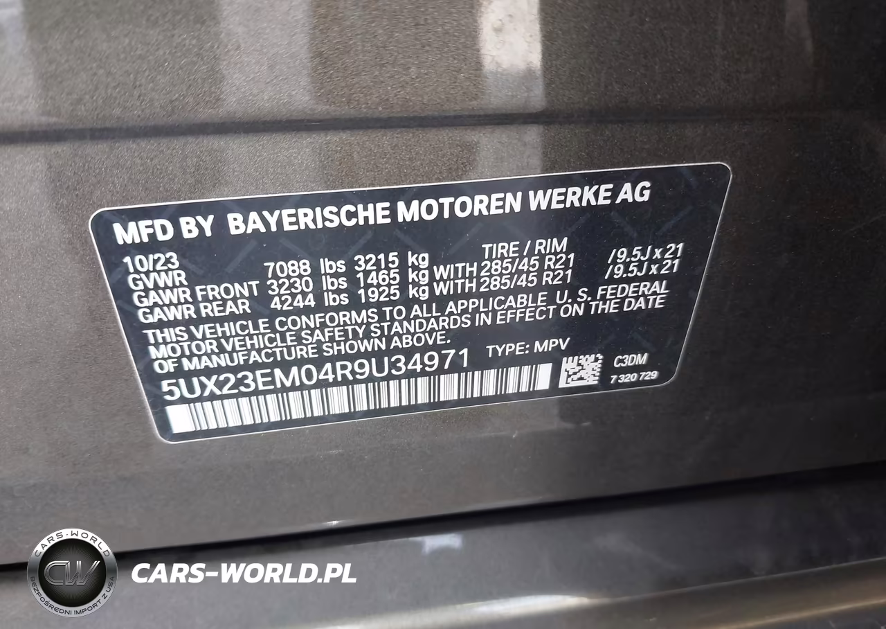 2024 BMW X7 xDrive40I VIN:5UX23EM04R9U34971 - 9