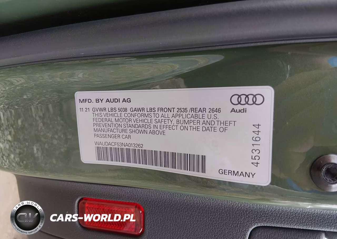 2022 Audi A5 Sportback Premium 45 Tfsi S Line Quattro S Tronic VIN:WAUDACF53NA013262 - 9