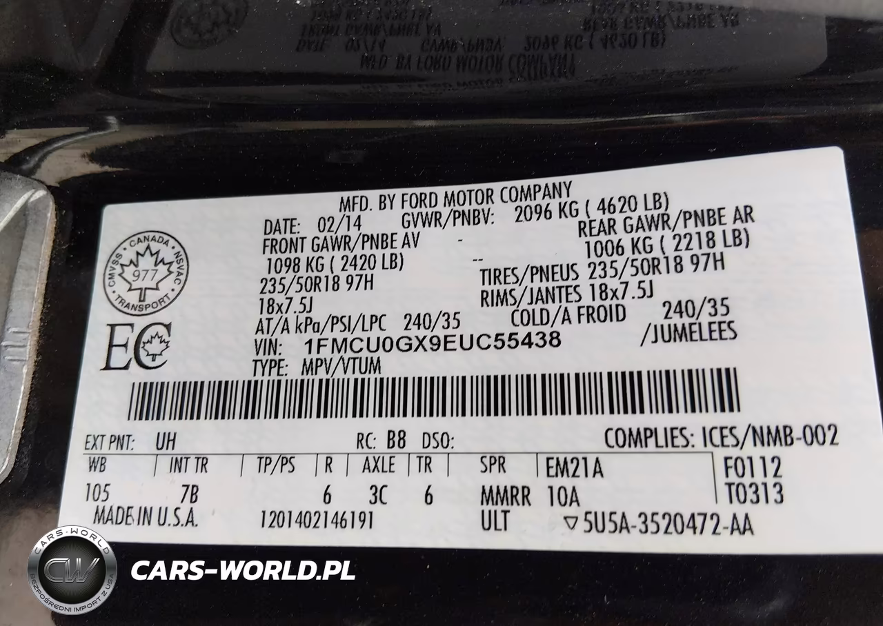2014 Ford Escape Se VIN:1FMCU0GX9EUC55438 - 9