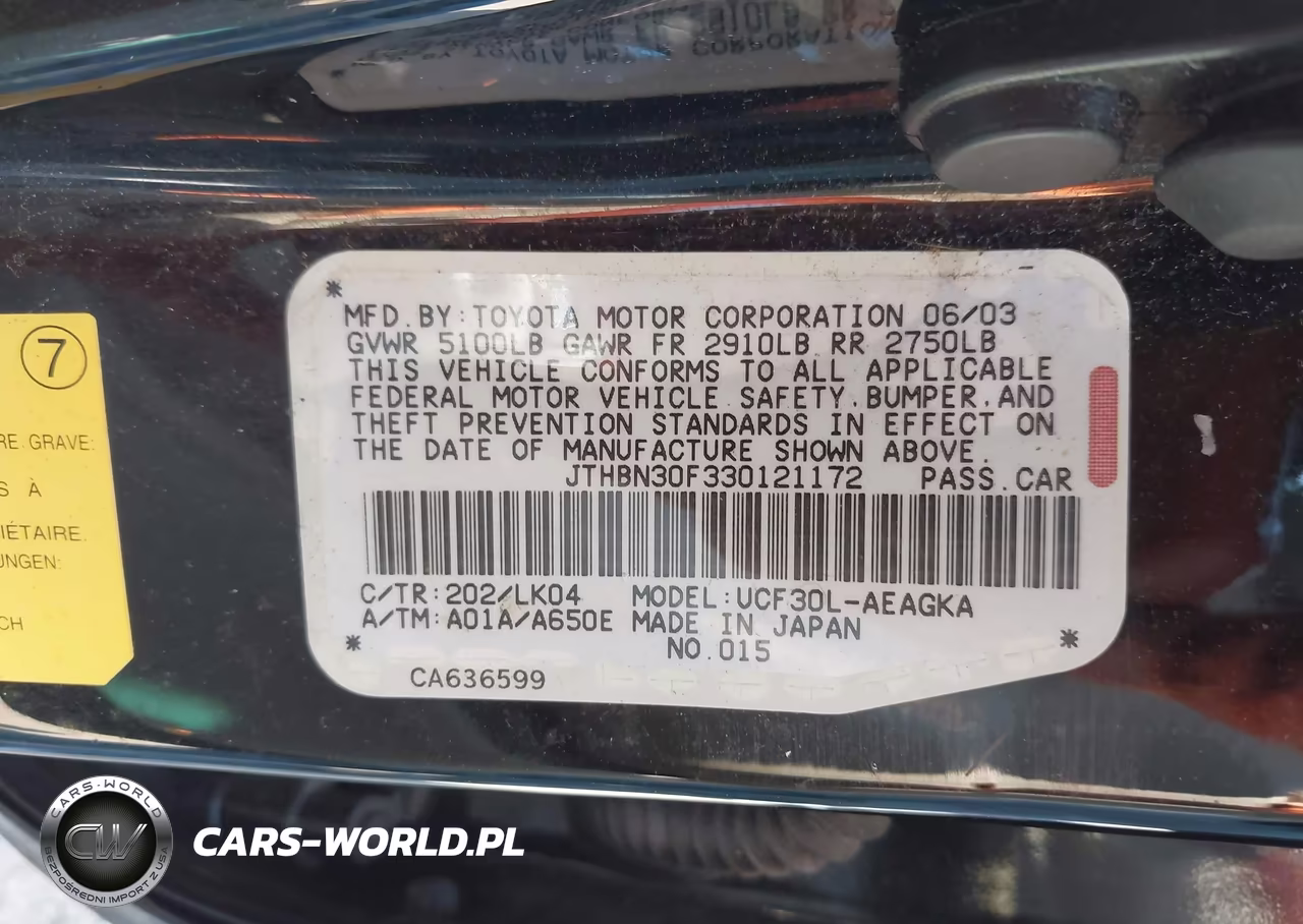 2003 Lexus Ls 430 VIN:JTHBN30F330121172 - 9