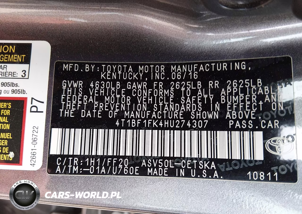 2017 Toyota Camry Se VIN:4T1BF1FK4HU274307 - 9