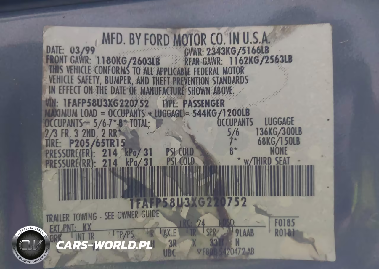 1999 Ford Taurus Se VIN:1FAFP58U3XG220752 - 9
