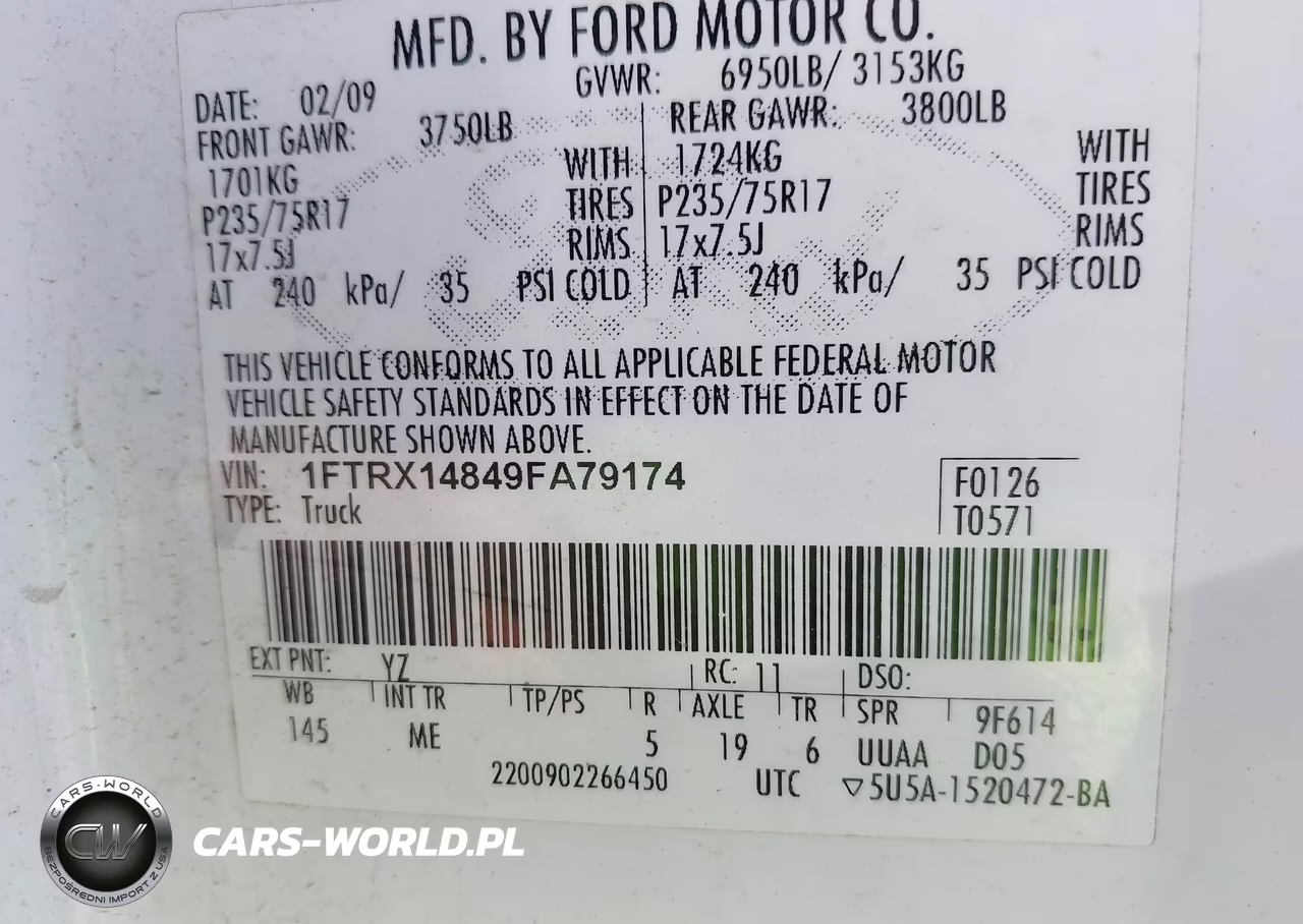2009 Ford F-150 Stx-Xl-Xlt VIN:1FTRX14849FA79174 - 9