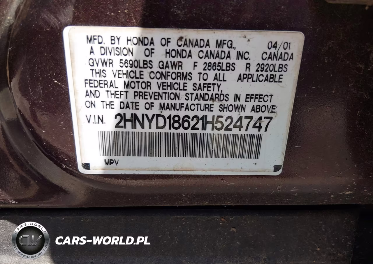 2001 Acura Mdx VIN:2HNYD18621H524747 - 9