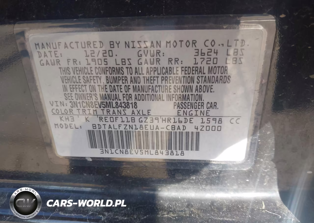 2021 Nissan Versa Sv Xtronic Cvt VIN:3N1CN8EV5ML843818 - 8