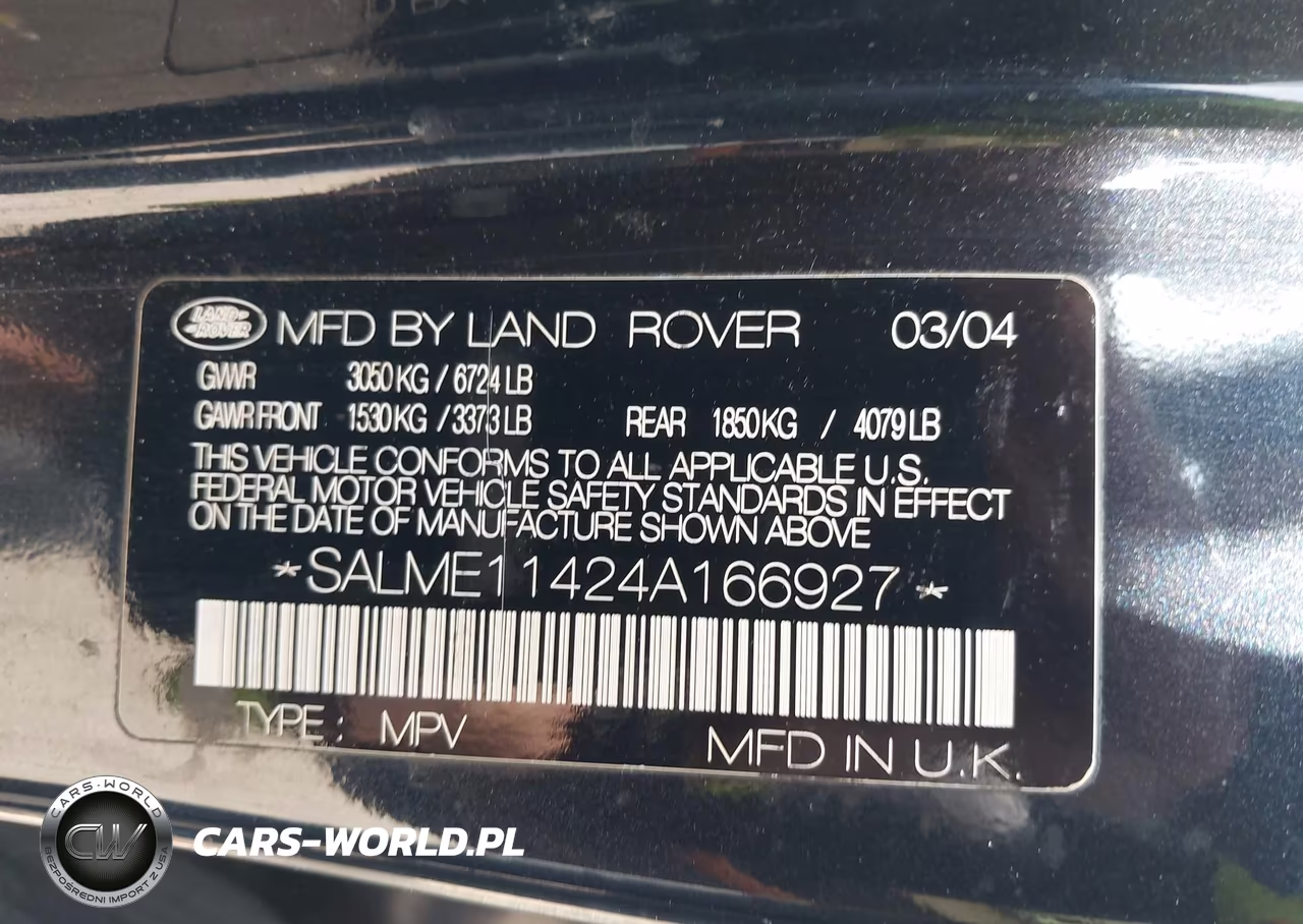 2004 Land Rover Range Rover Hse VIN:SALME11424A166927 - 9