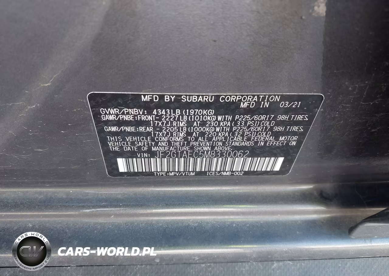 2021 Subaru Crosstrek Premium VIN:JF2GTAEC5M8330062 - 9