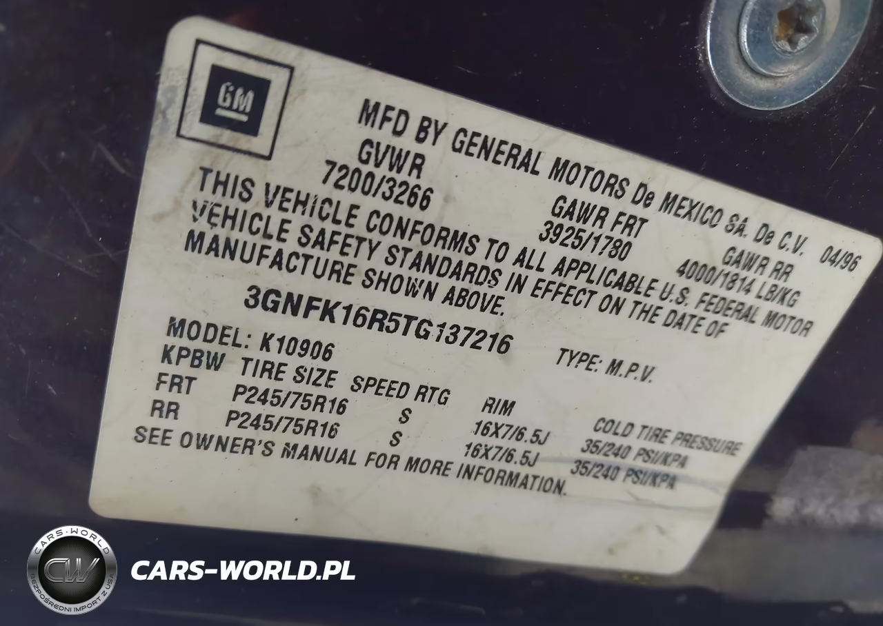 1996 Chevrolet Suburban K1500 VIN:3GNFK16R5TG137216 - 9