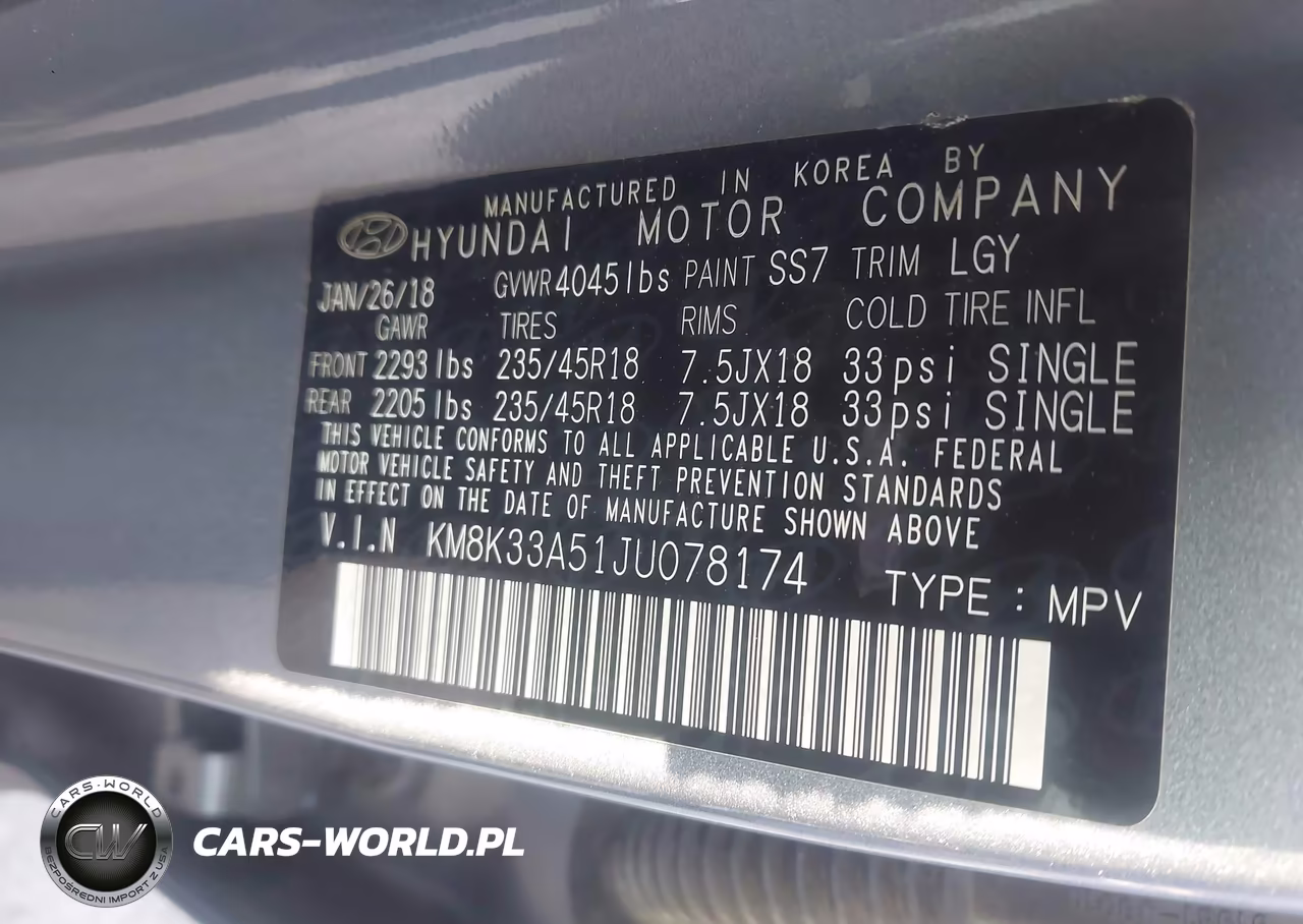 2018 Hyundai Kona Limited VIN:KM8K33A51JU078174 - 9