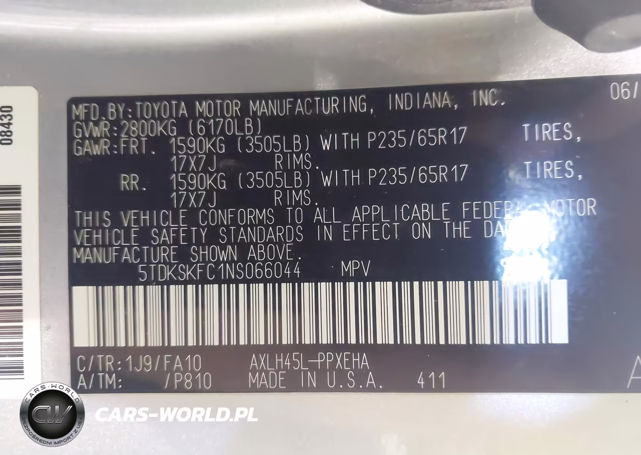 2022 Toyota Sienna Le VIN:5TDKSKFC1NS066044 - 9