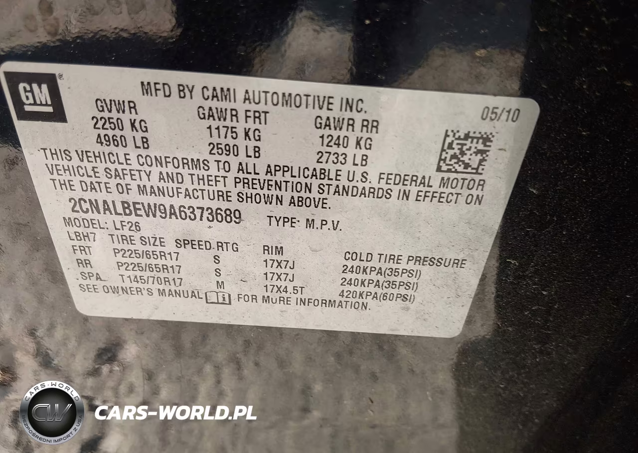 2010 Chevrolet Equinox Ls VIN:2CNALBEW9A6373689 - 9