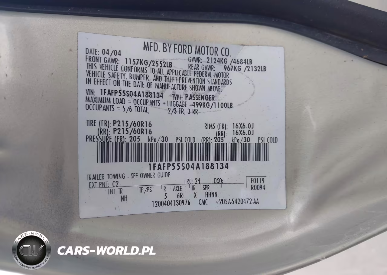 2004 Ford Taurus Ses VIN:1FAFP55S04A188134 - 9