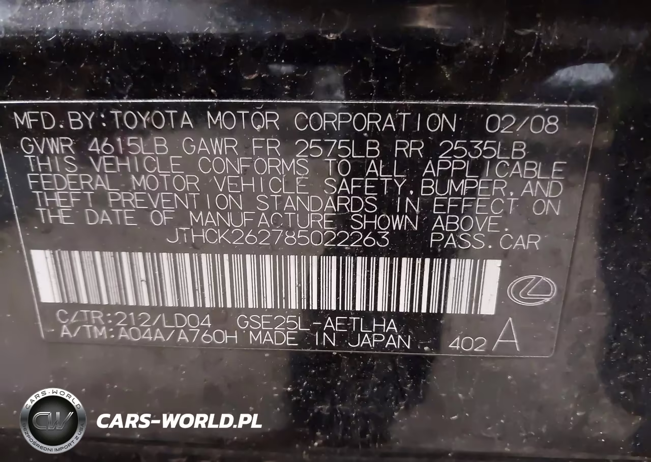 2008 Lexus Is 250 VIN:JTHCK262785022263 - 9