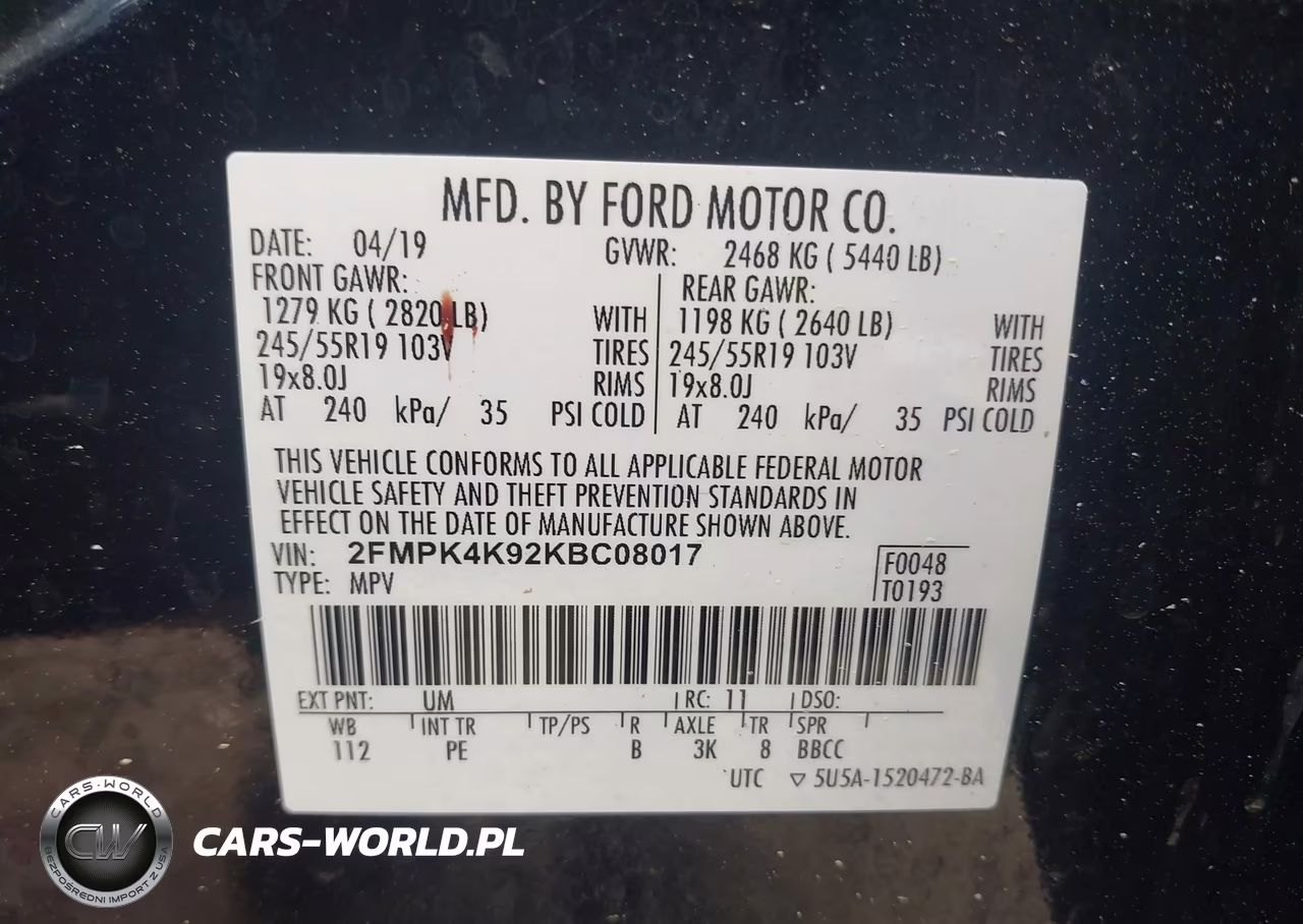 2019 Ford Edge Titanium VIN:2FMPK4K92KBC08017 - 9